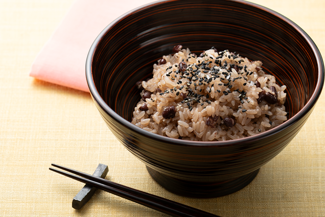 レンジでつくる　小豆おこわ