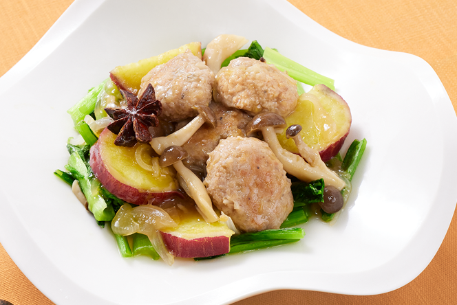 れんこん肉団子のオイスターソース煮込み