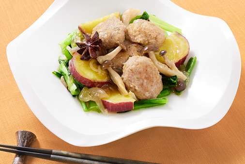 れんこん肉団子のオイスターソース煮込み